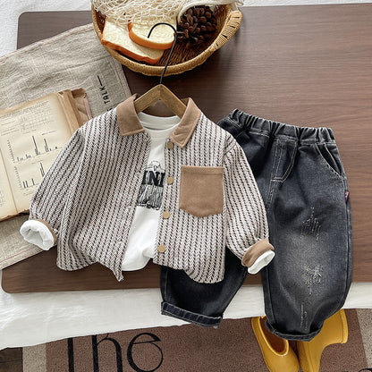 Striped long sleeved three piece set