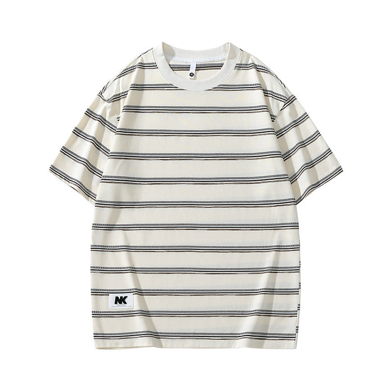 Striped short sleeved loose teenage summer t-shirt