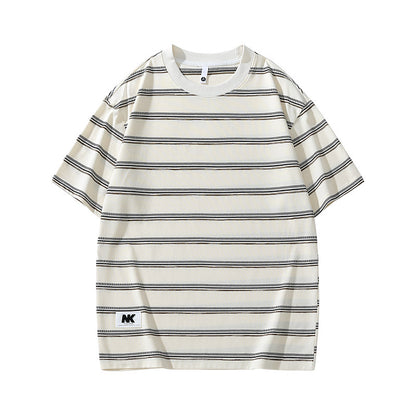 Striped short sleeved loose teenage summer t-shirt