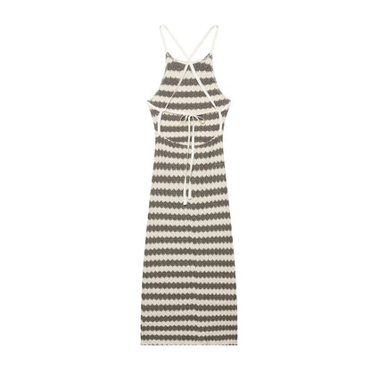 Striped Knitted Strap Dress