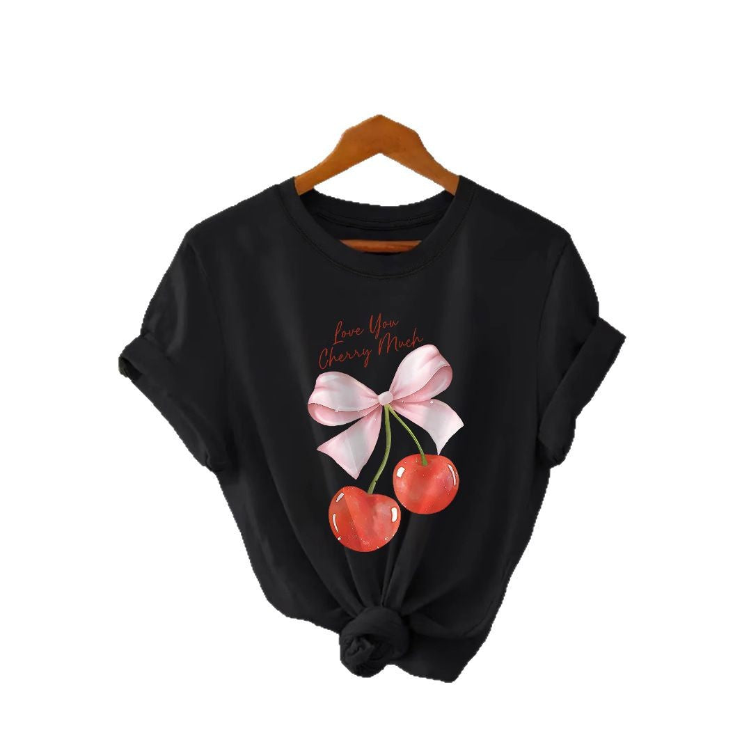 Cherry printed pure cotton top