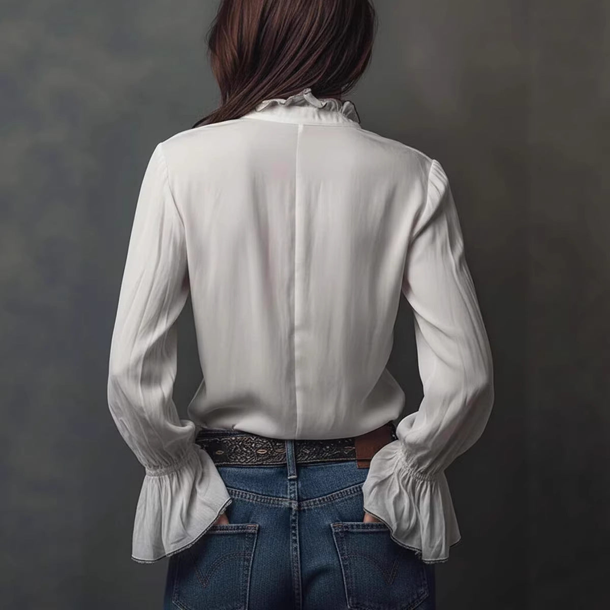 Western Bohemian Ruffle Sleeve Shirt for Women Casual Vacation Style