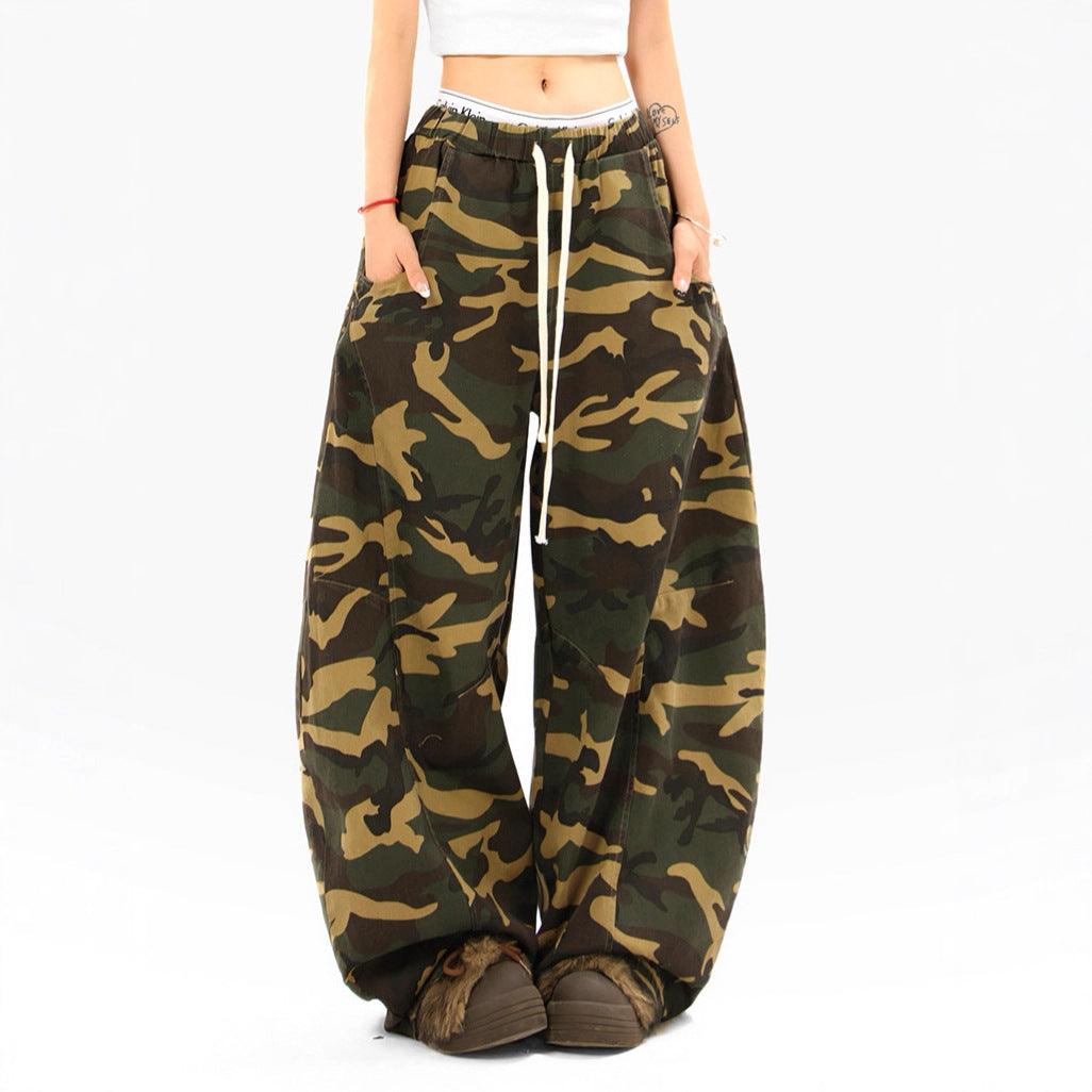 Casual wijde jeans met camouflageprint unisex
