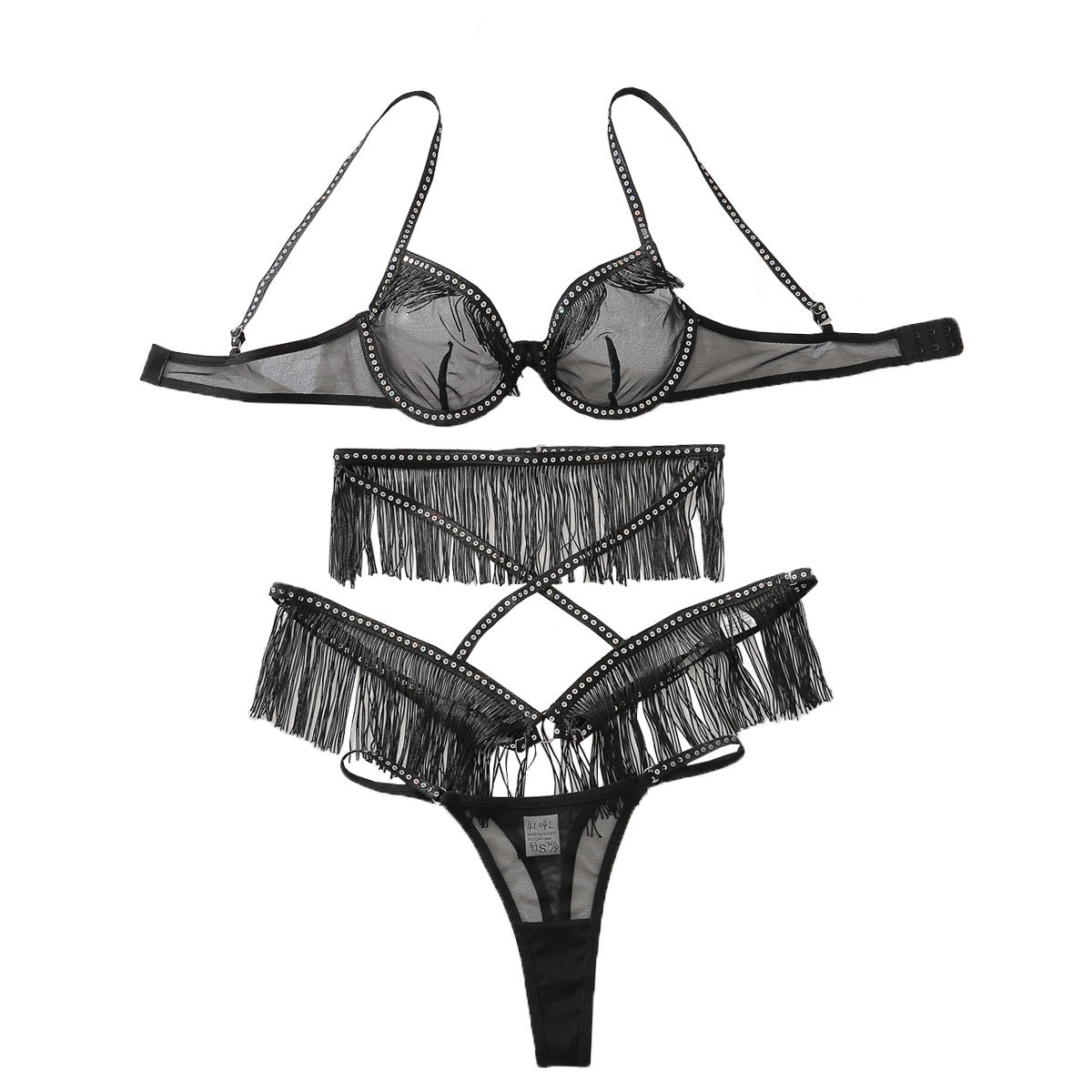Sexy hollow perspective lingerie three piece set