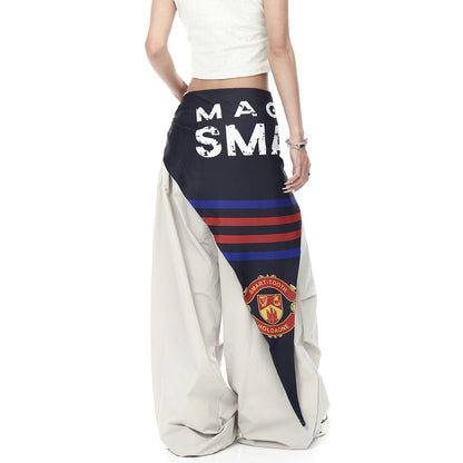 Summer loose pleated curved knife wide leg pants