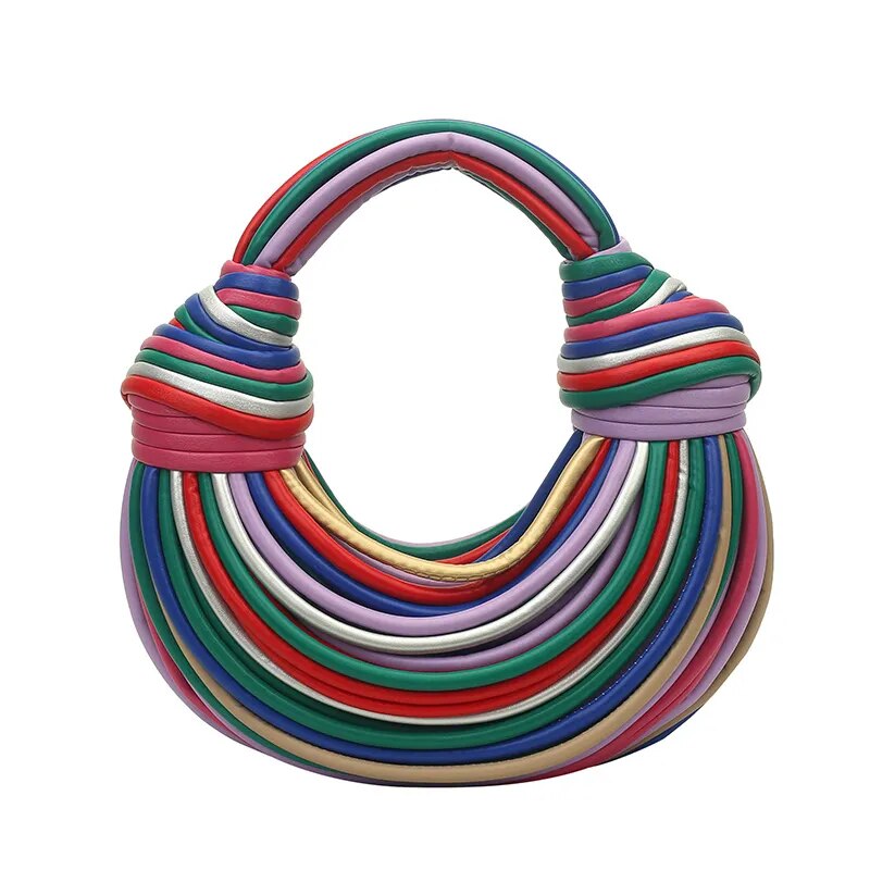 Kleurrijke regenboog noedelvormige luxe designer handtas voor dames