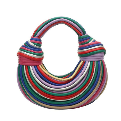 Kleurrijke regenboog noedelvormige luxe designer handtas voor dames
