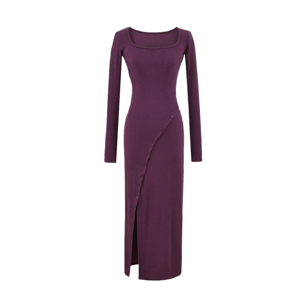 Chic Long Dress for Autumn,  Spicy Pure Desire Style, Fitted Waist, Bodycon Dress for Women