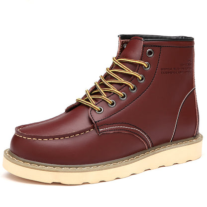 Britse casual hoge leren boots met brede neus