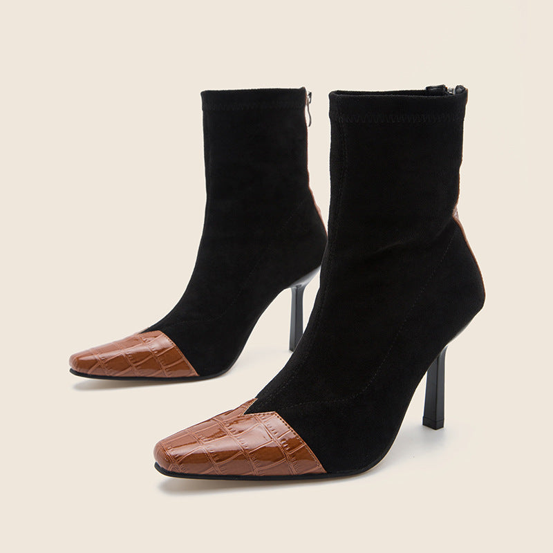 Women's Shoes With Pointy Toes And Thin Heels Short Boots New Style Pointy Toes Boots In Autumn And Winter High Heels And Thin Boots