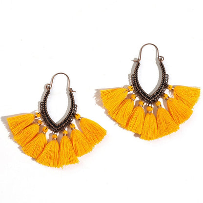 Fringe Vintage Boho Bohemian Ethnic Tassel Drop Dangle Hanging Earrings for Women Female Trendy Jewelry Accessories