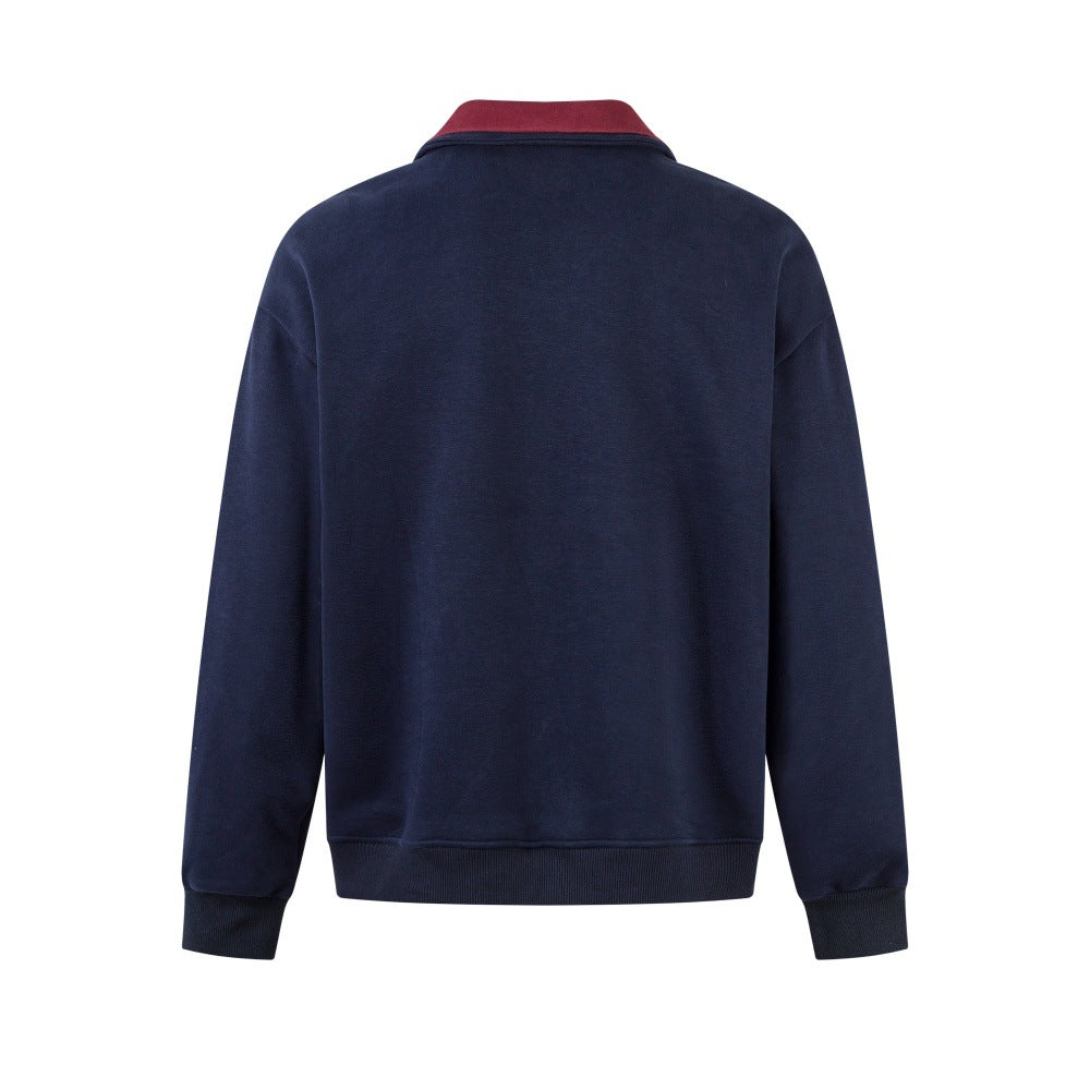 Sweatshirt met color-blocking lange mouwen en fluwelen kraag