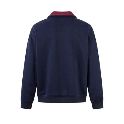 Sweatshirt met color-blocking lange mouwen en fluwelen kraag