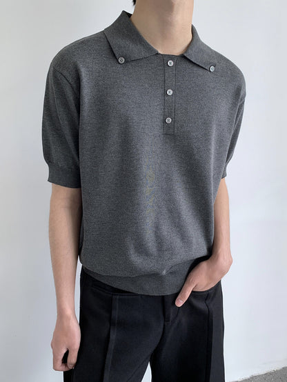 Gebreid poloshirt met korte mouwen voor heren