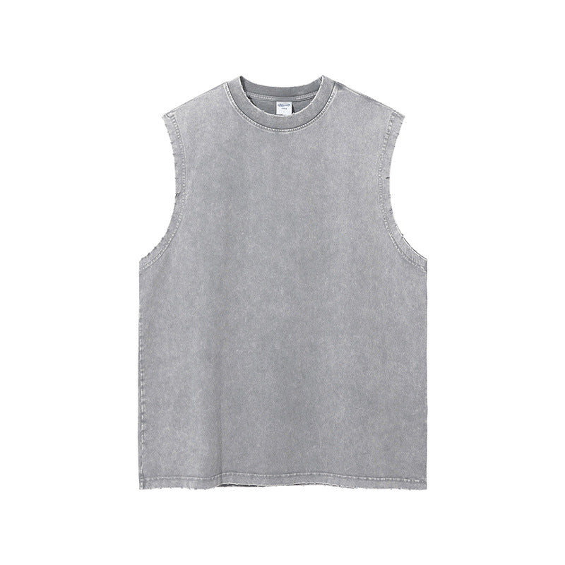Mens and Womens Clothing Wash Water Retro Vintage Vintage Batik Rubbed Hem Mens Sweetheart Tank Top Loose Bottoming