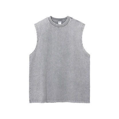 Mens and Womens Clothing Wash Water Retro Vintage Vintage Batik Rubbed Hem Mens Sweetheart Tank Top Loose Bottoming