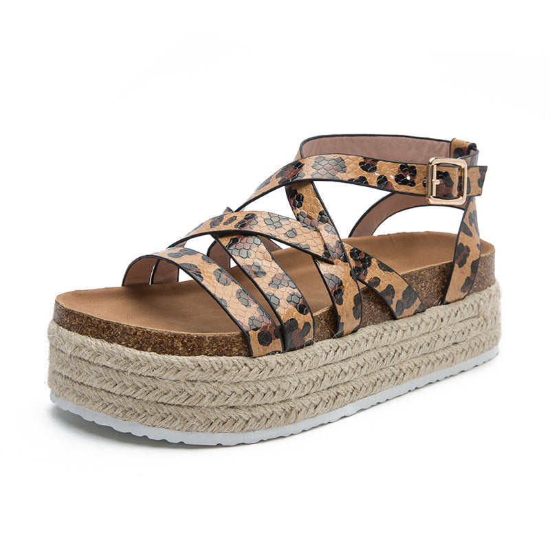 Muffin Platform Platform Women's Sandals Thin Strap Cross Buckle Plus Size Sandals Summer Sandals