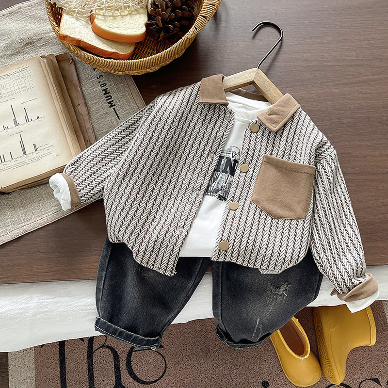 Striped long sleeved three piece set