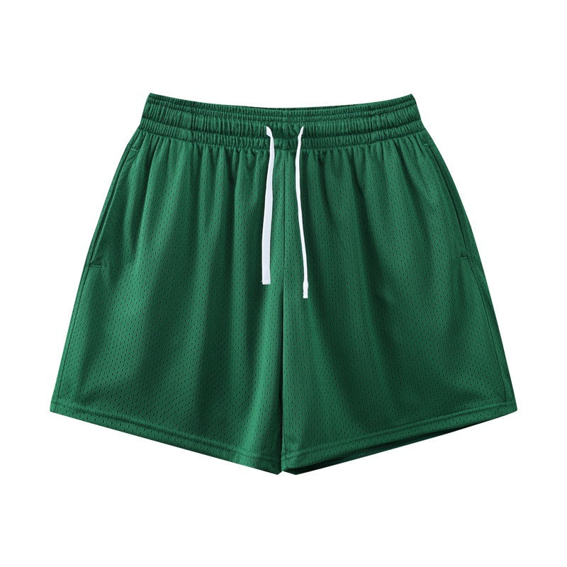 Sports Training Quarter Shorts Mens Over Knee Sports Pants Summer Training Fitness Two Layer Mesh Breathable Basketball Pants