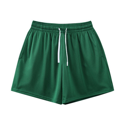 Sports Training Quarter Shorts Mens Over Knee Sports Pants Summer Training Fitness Two Layer Mesh Breathable Basketball Pants