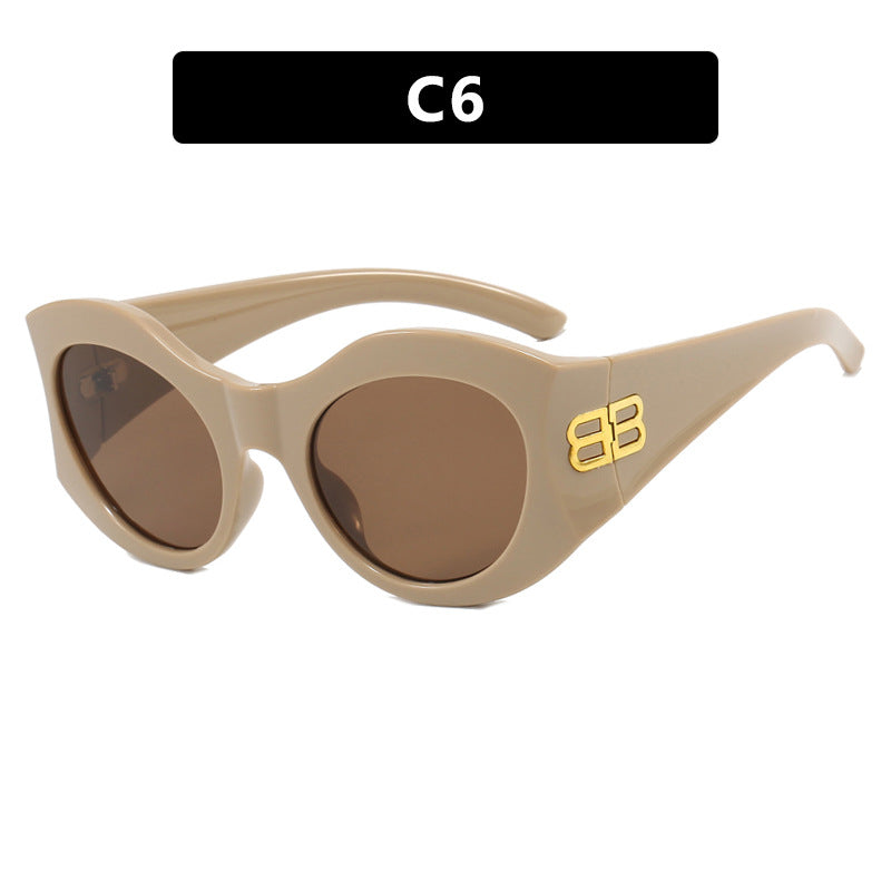 Grote montuur letter B high-end modeshow zonnebril unisex