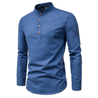 Slim fit herenoverhemd met lange mouwen en hoge hals