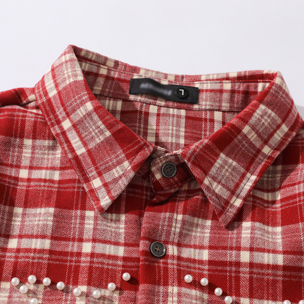 Loose plaid long sleeved shirt