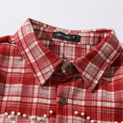 Loose plaid long sleeved shirt