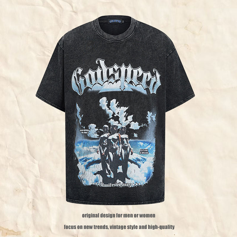T-shirt met print korte mouwen van puur gewassen katoen voor heren