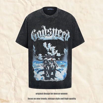 T-shirt met print korte mouwen van puur gewassen katoen voor heren