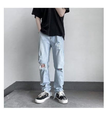 Summer washed and scraped straight beggar pants