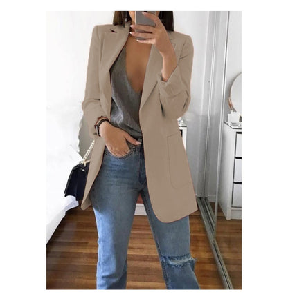 European and American fashion collar slim fit cardigan temperament suit jacket for women