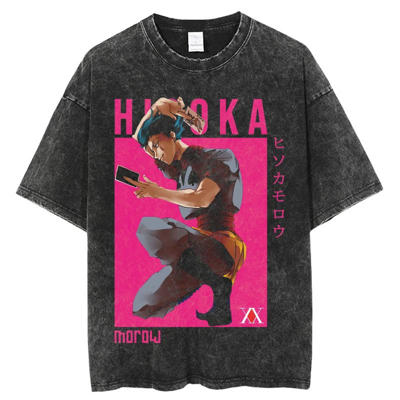 Summer New Fullmetal Alchemist Anime Print T-Shirt Summer Cotton Washed Top Retro Vintage Short Sleeve