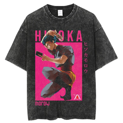 Summer New Fullmetal Alchemist Anime Print T-Shirt Summer Cotton Washed Top Retro Vintage Short Sleeve