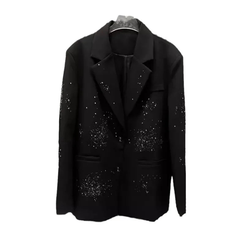 Modieuze damesblazer met lange mouwen en strasssteentjes