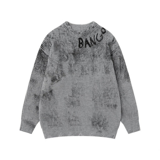 Trui met ronde hals en inktvlekken