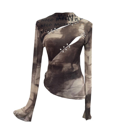Hollow printed irregular mesh top