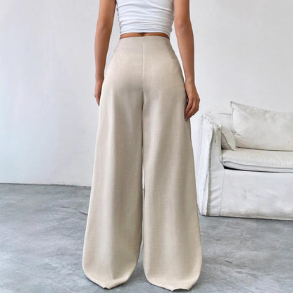 Losse dames pantalon met rechte pijpen