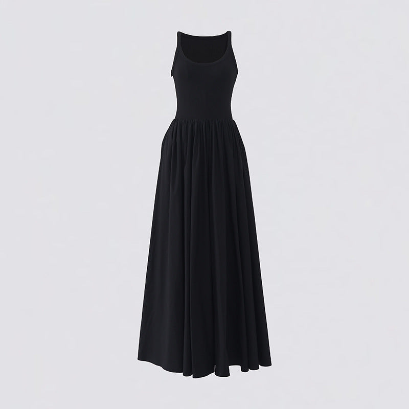 Women's Strapless Long Dress Summer  Waist-Cinching Flared Skirt