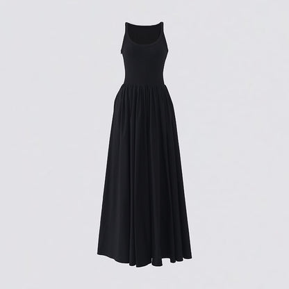 Women's Strapless Long Dress Summer  Waist-Cinching Flared Skirt