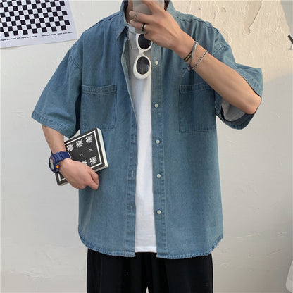 Casual Loose Fit Denim Shirt for Men