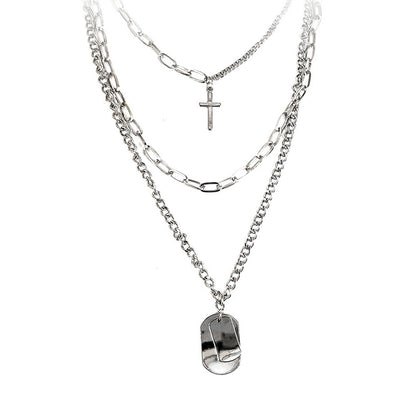 Exaggerated metal hip-hop style cross necklace