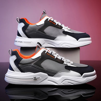 Trendy heren sneakers met ronde neus van ademende mesh