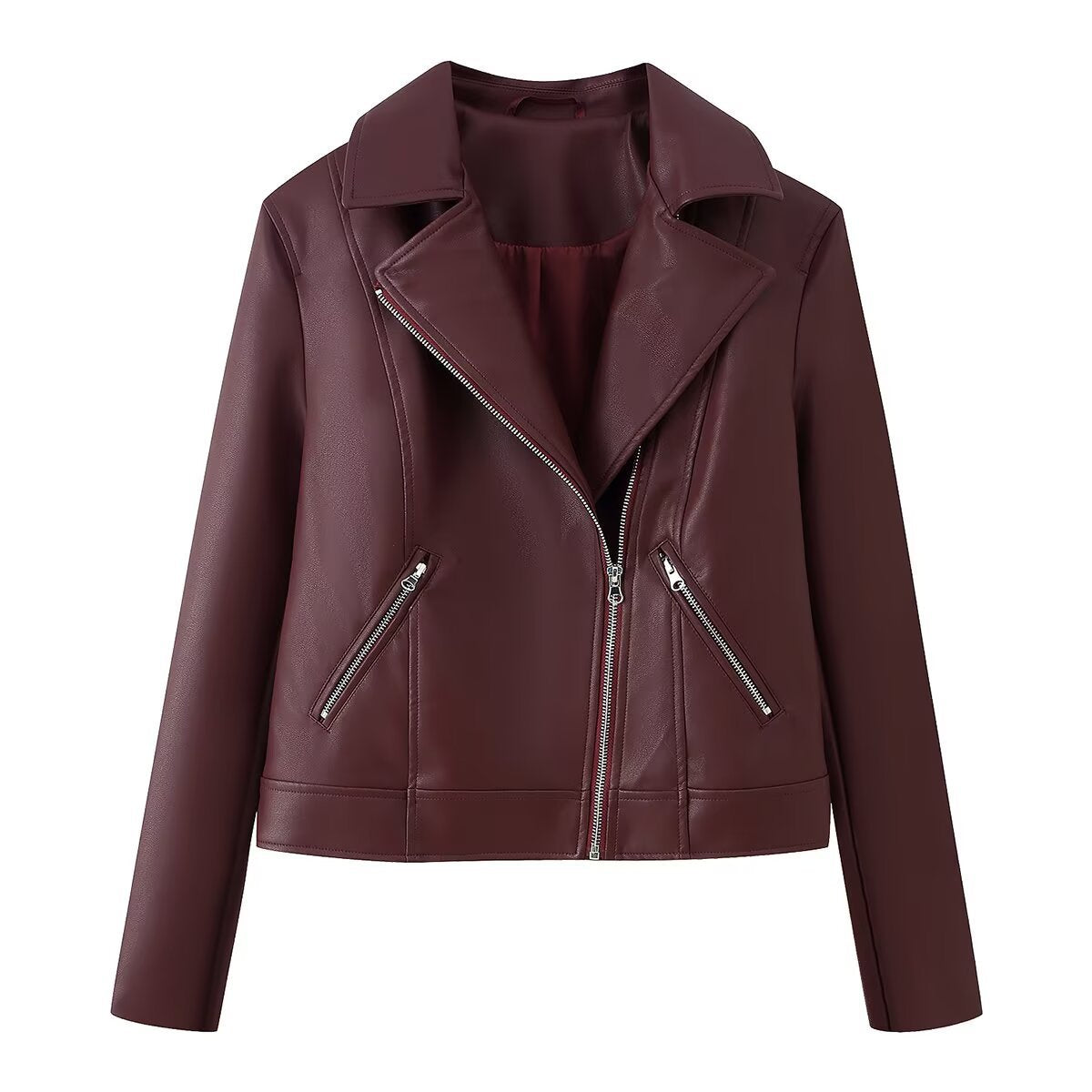 Collar motorcycle leather jacket