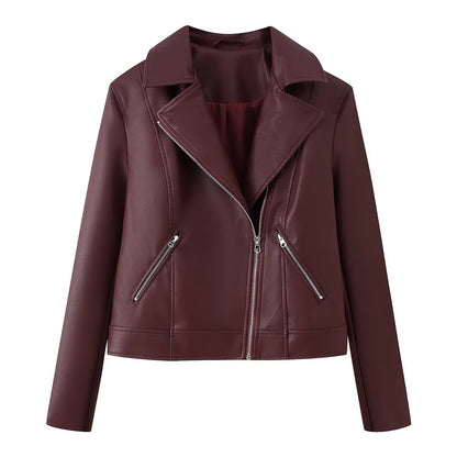 Collar motorcycle leather jacket