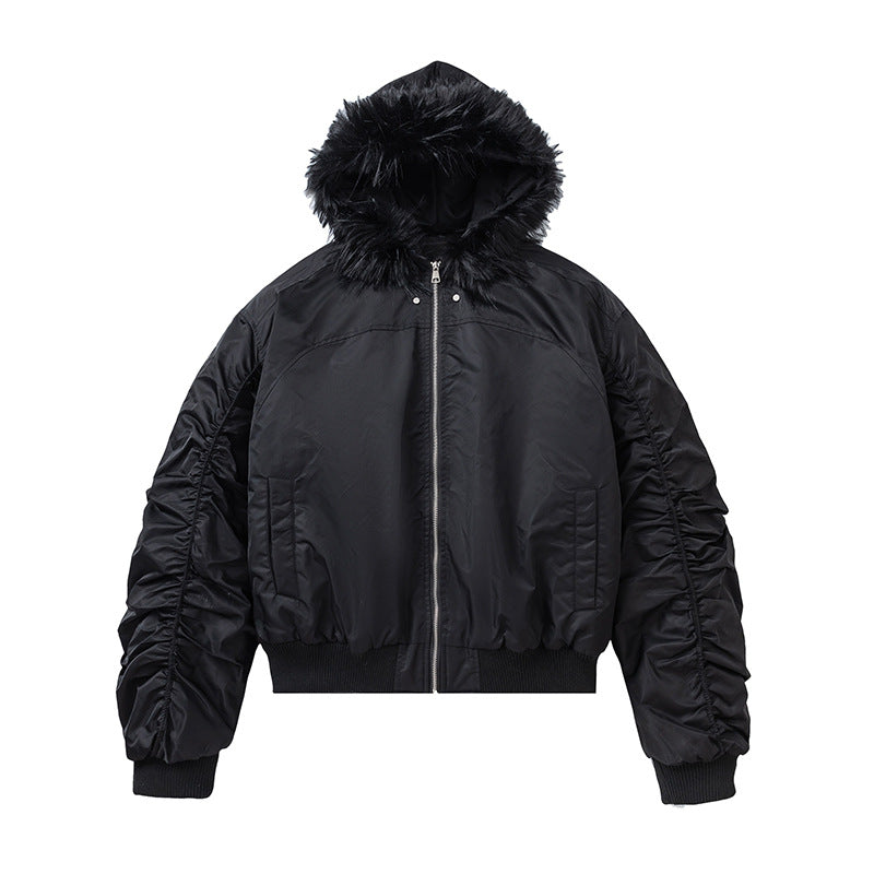 Unisex jas met capuchon en imitatiebont kraag