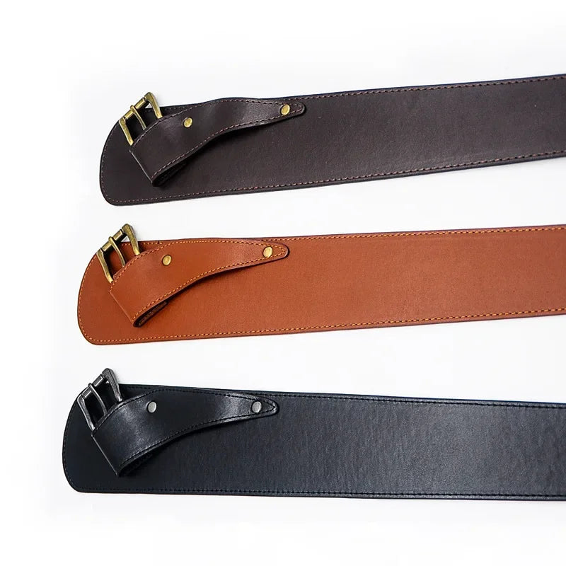 Women's New Wide Leather Belt Fashion Designer Metal Pin Buckle Tie  Leisure Belts for Ladies Wedding Dress Waistband