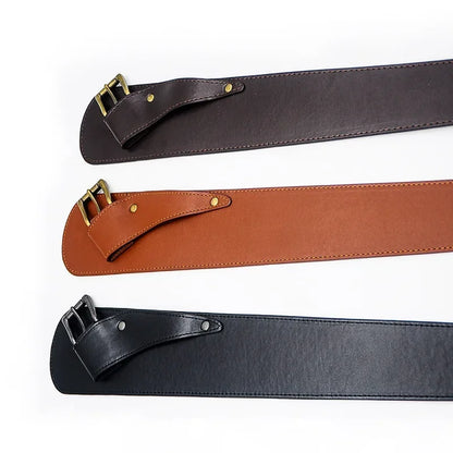 Women's New Wide Leather Belt Fashion Designer Metal Pin Buckle Tie  Leisure Belts for Ladies Wedding Dress Waistband