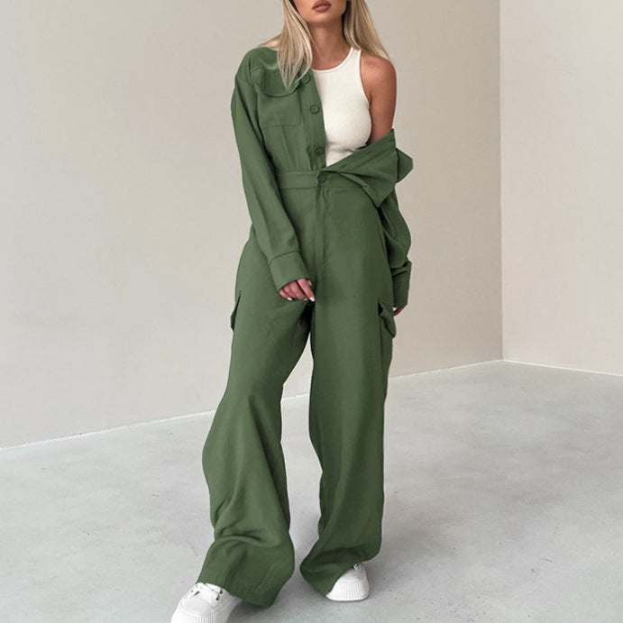 American workwear style loose casual jumpsuit