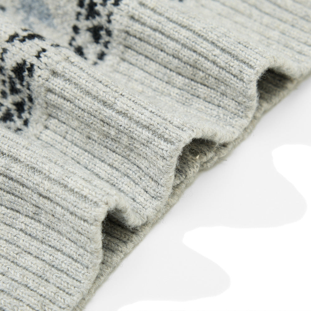 Gebreid vest met jacquardpatroon en opstaande kraag